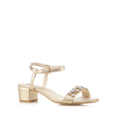 The Collection Gold jewel embellished mid heel sandals
